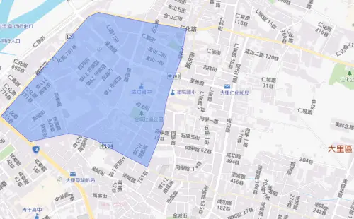 ▲台中市大里區4月16日停水影響範圍。（圖／台灣自來水公司water.gov.tw/）