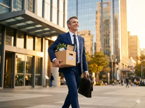 ▲「我終於自由了！」剛退休時的 B 先生意氣風發，認為累積到 2,100 萬元的資產，就能從此過上再也不必看人臉色的理想生活。（示意圖／Gemini製圖／NOWNEWS監製）