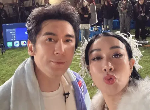 ▲鍾麗緹（右）和張倫碩（左）求子，引發網友爭論。（圖／摘自 鍾麗緹微博）