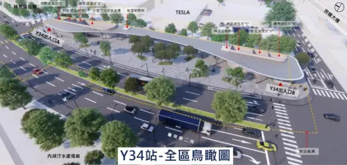 ▲穿越國道一號後，Y34 車站鄰近民權東路六段 11 巷設置。（圖／北市捷運工程局）