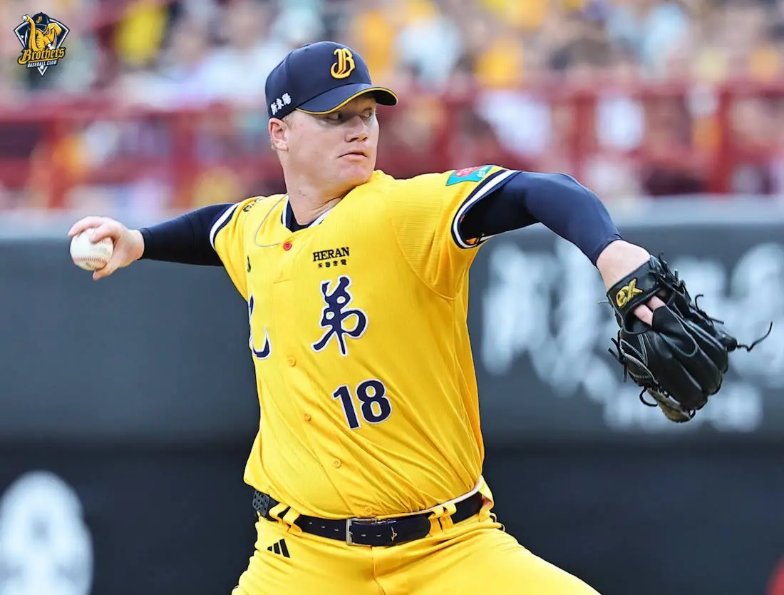 ▲中信兄弟洋投黎克來台後首次投滿5局，但未獲得打線奧援，最終吞下敗投。（圖／中信兄弟提供,2026.4.18）