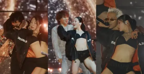 ▲GD跟女舞者共舞時，害羞東張西望（如左圖），大聲露出燦笑讓畫面變超喜感（如中間），太陽整個超自然（如右圖）。（圖／Coachella YT）