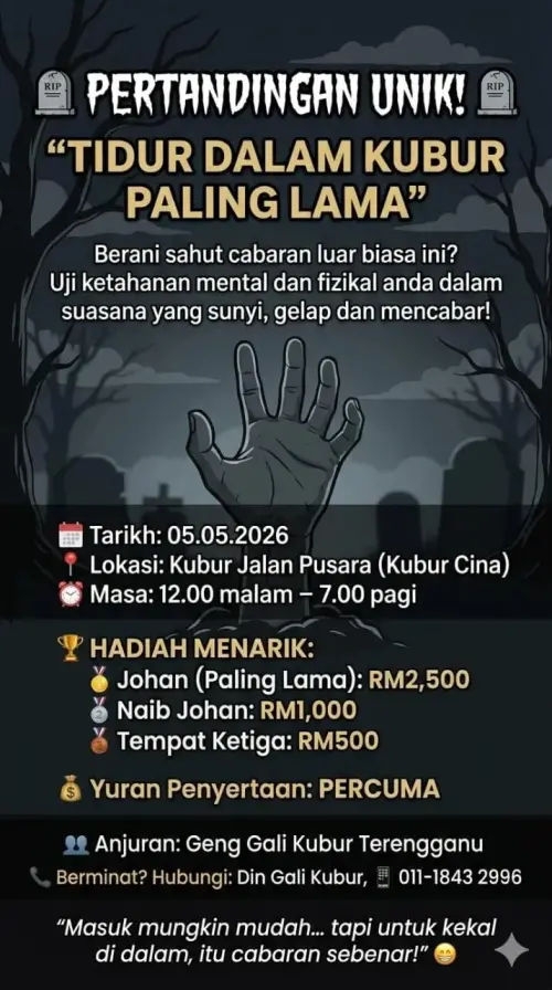 ▲馬來西亞有網友發起「在墳墓睡一晚」挑戰，引發網友正反熱議及華人社群反彈。示意圖。（圖／翻攝自Threads／gabrielkimjuan）