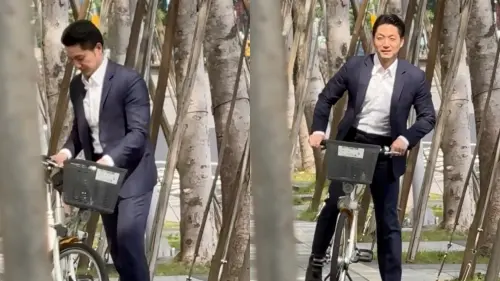 蔣萬安一身西裝騎YouBike被酸爆！議員直搖頭：市長不是男模