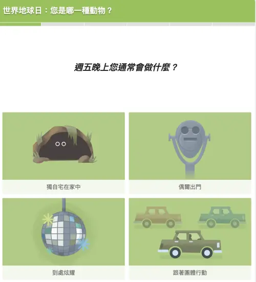 ▲地球日測驗透過簡單的五道題目看看你內心的動物魂。（圖／翻攝官網）