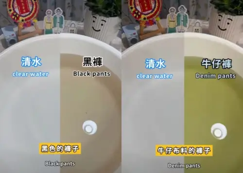 ▲萬秀洗衣店第三代老闆張瑞夫購買許多新衣服，將其泡水30分鐘後觀察水色變化，可以發現水都會變混濁且染色，呼籲大家新衣服一定要記得洗過再穿！（圖/張瑞夫IG）