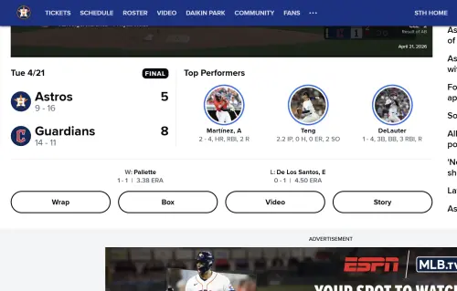 ▲鄧愷威本場2.2局無失分，防禦率下修至1.65，完美表現讓他登上太空人官網。（圖／擷取自太空人官網）