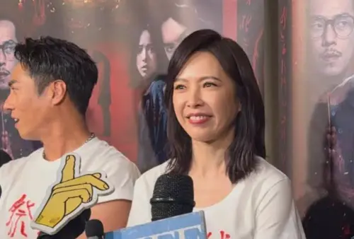 ▲天心首度拍恐怖片，在《祭弑》記者會上提到過程，不時露出笑容。（圖／記者蘇詠智攝）