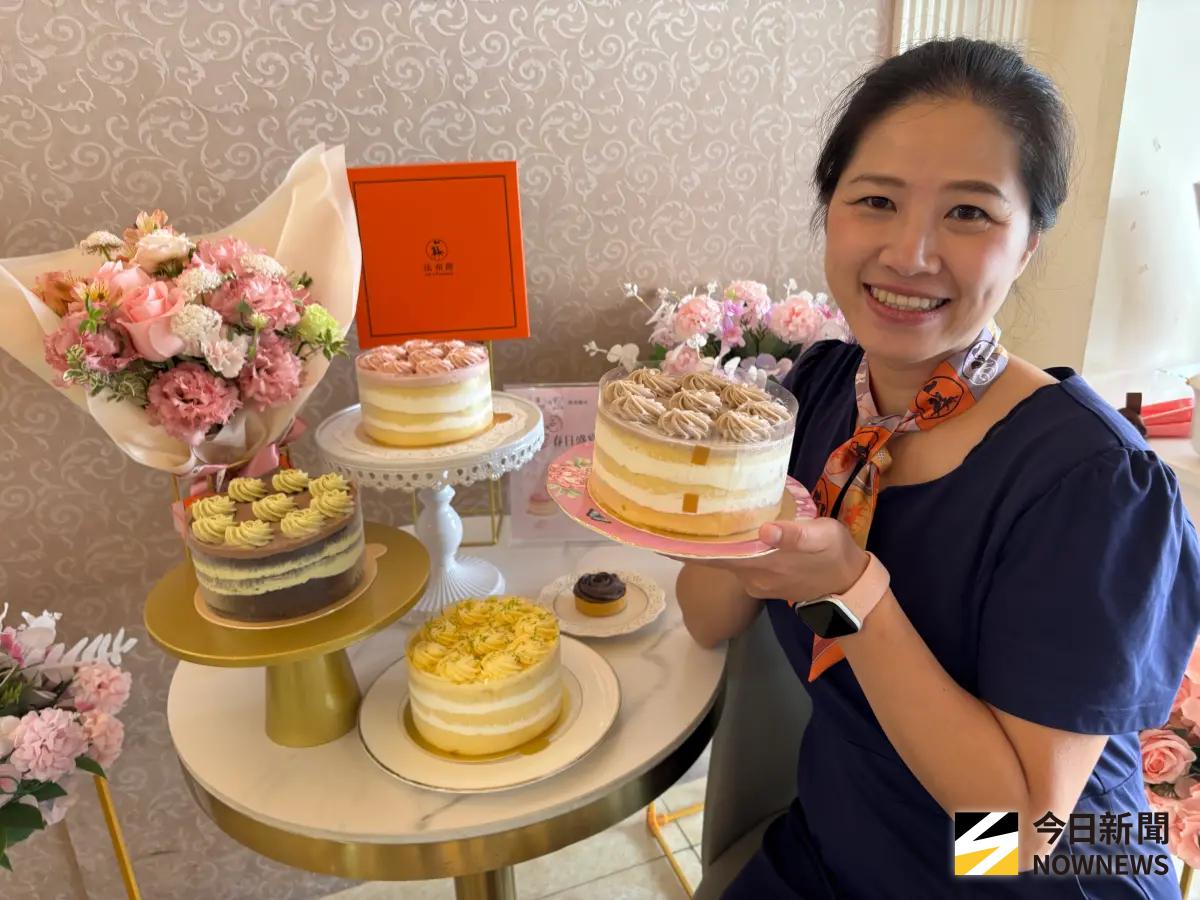 ▲寵愛媽咪 ，法布甜聯手晴天花藝推「甜與花」饗宴，甜品與花束一次滿足。（圖／記者金武鳳攝，2026.4.22)　