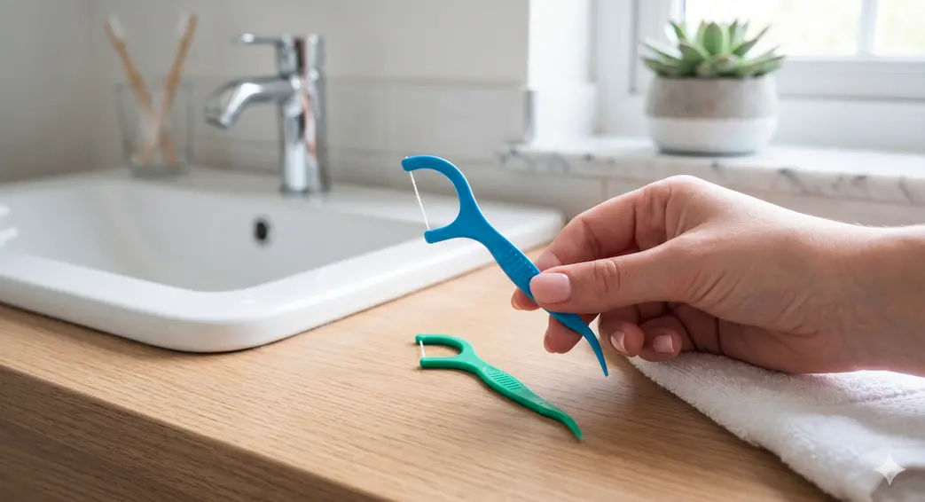 ▲明儀藥師表示，一名男子因將牙線棒重複使用長達一週，在牙齦出血時讓細菌進入血液，最終感染心臟，引發感染性心內膜炎，甚至導致心臟瓣膜遭侵蝕需手術更換。（圖／Gemini製圖、記者賴禹妡製）