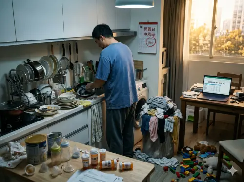 ▲自由的代價？原本嚮往退休後的清閒，現實卻是被無止盡的家事、育兒與長照重擔填滿。當事人坦言，這種「靈魂陷落」的疲累，遠比高壓加班更讓人崩潰。（示意圖／Gemini 製圖／NOWNEWS 監製）