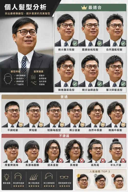 ▲陳其邁的「AI個人髮型分析圖卡」。（圖／翻攝自Threads）