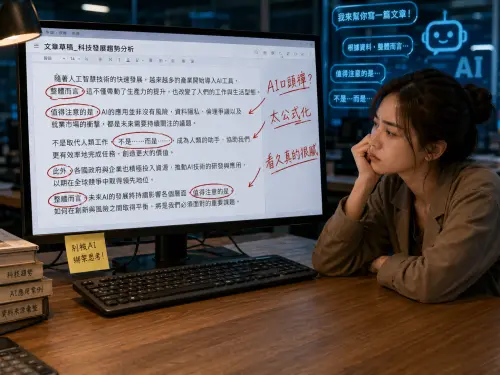 ▲AI文氾濫，就有內行的網友提到像是「穩、撐、懂」都像是AI口頭禪，甚至直言「看久真的很膩」。（圖／ChatGPT生成，周淑萍監製）