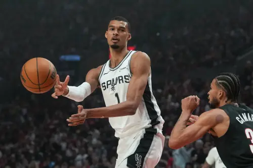 ▲「斑馬」文班亞馬（Victor Wembanyam）先前的傷勢完全不影響他今天表現。（圖／美聯／達志影像）