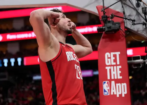 ▲今日賽後，全場轟下23分的阿門湯普森（Amen Thompson）透露了一個細節：今早申京（Alperen Sengun）在更衣室發表了一場激勵人心的演講。（圖／美聯社／達志影像）