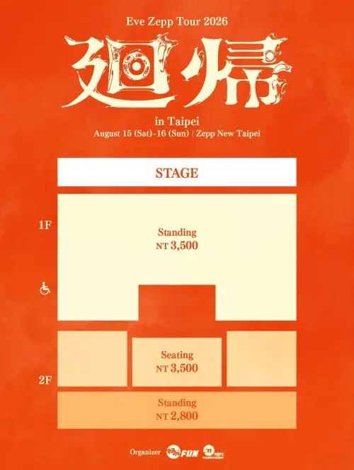 ▲Eve演唱會位置圖、票價。（圖／遠大售票系統）