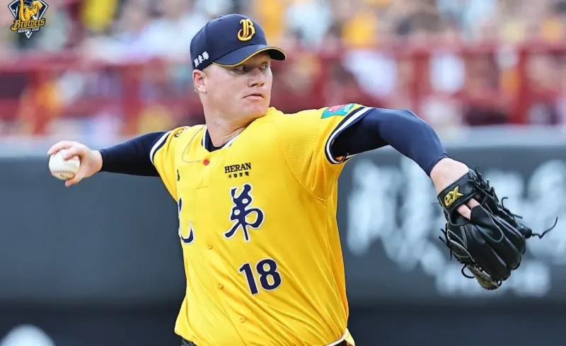 ▲中信兄弟洋投黎克，帶著5年大聯盟資歷空降中職，卻投得跌跌撞撞，過去2次先發都在第6局領先時出狀況，讓黃衫軍慘遭逆轉吞敗。（圖／中信兄弟提供）