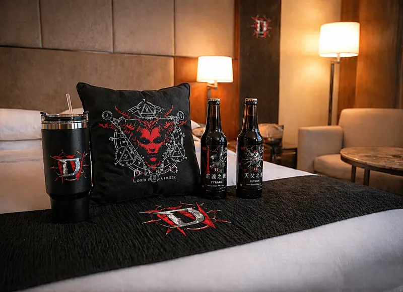 ▲台北六福萬怡酒店推出《暗黑破壞神》主題房型，空間將以《暗黑破壞神》世界「聖休亞瑞」為設計核心，融合莉莉絲、墨菲斯托、伊納瑞斯等經典角色與職業場景元素，甚至還有限定套餐「聖休亞瑞集結宴」。（圖／六福萬怡提供）