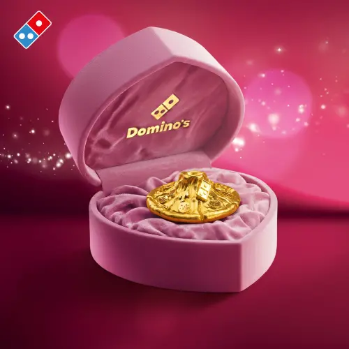 ▲達美樂買1送2！母親節優惠「999純金火山」只送不賣。（圖／達美樂提供）