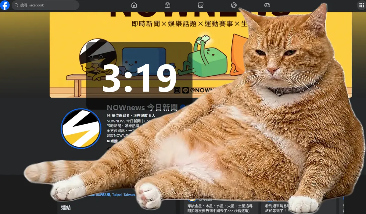 ▲Chrome 瀏覽器擴充功能「Cat Gatekeeper」，只要使用者在 Facebook、YouTube 等平台瀏覽超過預設時間，一隻超肥的橘貓擋住螢幕。（圖／NOWNEWS資料照）