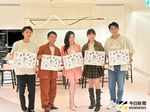 ▲吳政迪（左起）、蔡昌憲、楊小黎、林玟誼、陳謙文出席《像你這道菜》媒體茶敘。（圖／記者黃聖凱攝影）