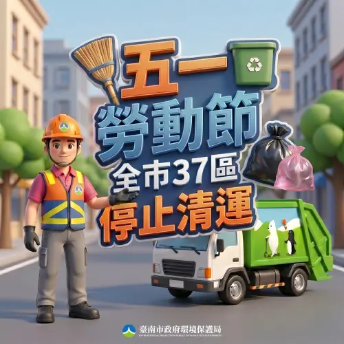 ▲注意！台南市已明確公告 5/1 勞動節當天全市停止清運垃圾。由於今年首度全國統一放假，台南市採取全市停收政策（含日間輔助點），提醒市民多加留意，以免連假首日提著垃圾白跑一趟。（圖／臺南市政府環境保護局提供）
