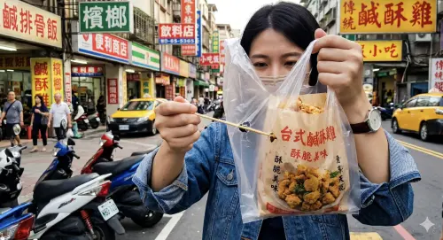 ▲不少老饕分享另一招，就是用竹籤在袋子上戳洞，讓熱氣排出，避免水氣累積，同樣能避免鹹酥雞軟掉。（圖／Gemini製圖、記者賴禹妡製）