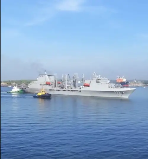 ▲敦睦艦隊「磐石號」油彈補給艦抵達瓜地馬拉。（圖／翻攝自瓜地馬拉國防部臉書Ejército GT Oficial）
