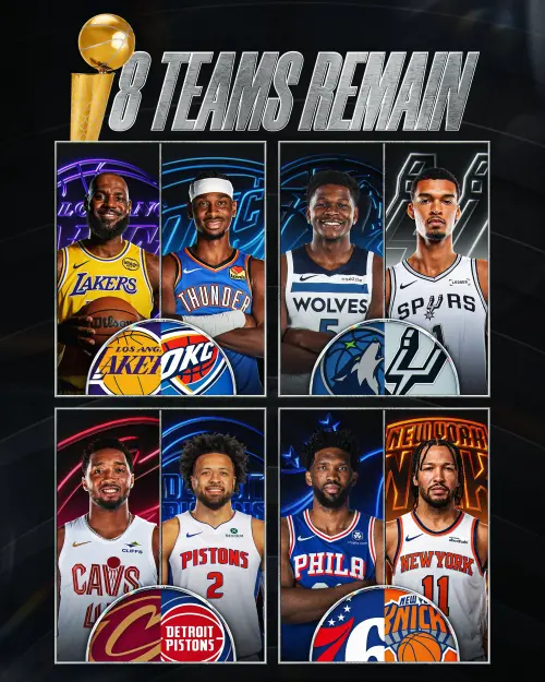 ▲NBA季後賽次輪對戰組合。（圖／取自NBA官方X）