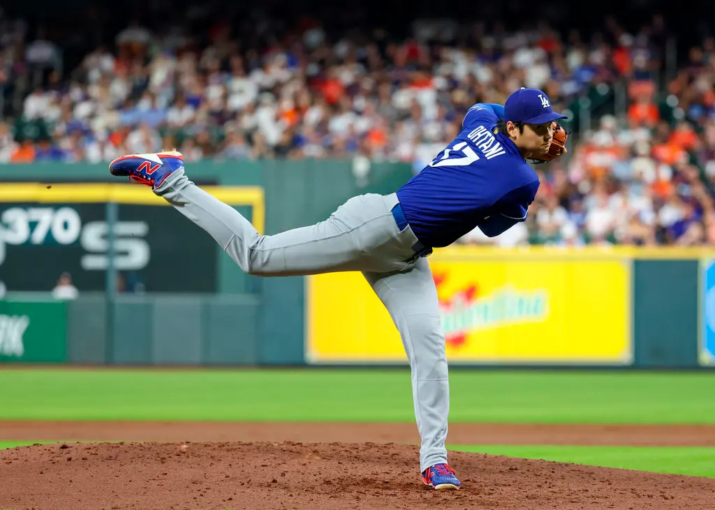 ▲大谷翔平今日「一刀流」先發登板，繳出七局僅失兩分的超優質表現，可惜道奇打線大熄火，大谷翔平苦吞敗投。（圖／美聯社／達志影像）