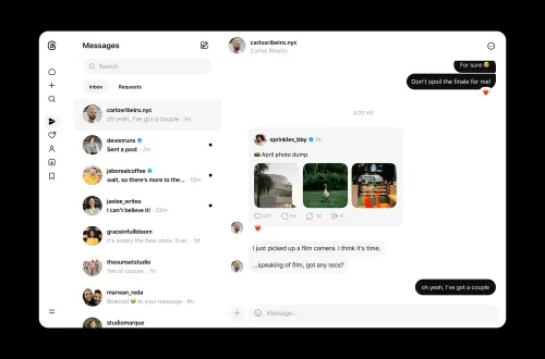 ▲Threads 首次推出電腦版訊息功能 支援網頁瀏覽器收發、編輯與管理訊息一次到位。（圖／官方提供）