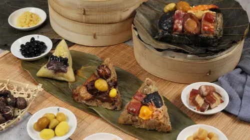 ▲高雄萬豪酒店皇豪中餐廳打造主打豐盈海陸風味的「粽豪千里禮盒」與符合蔬食者的「粽情蔬香禮盒」。（圖／高雄萬豪酒店提供）
