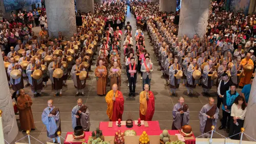 ▲佛光山行腳扺台中後，在佛光山惠中寺舉行祈福儀式，（圖／惠中寺提供）