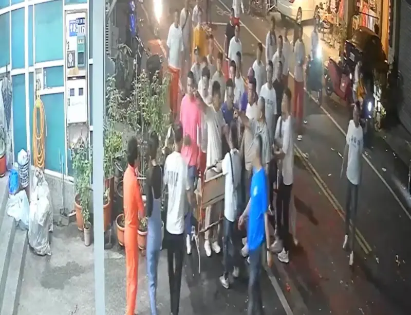    ▲惡煞們行徑囂張拿花盆狠砸，更對擋在前方的曾蔡美佐親友拳腳相向。（圖／翻攝畫面）  
