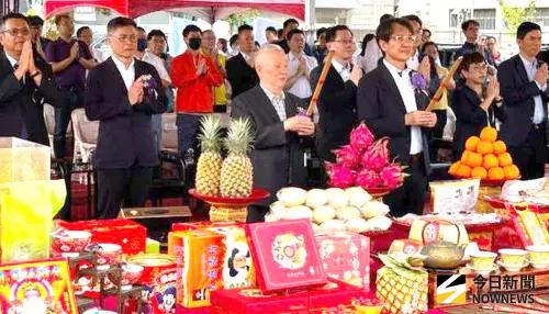 ▲日月光半導體製造公司與楠梓電子公司舉行合建大樓新建工程動土儀式，祈求工程進行順利。(圖／記者黃守作攝，2026.05.08)