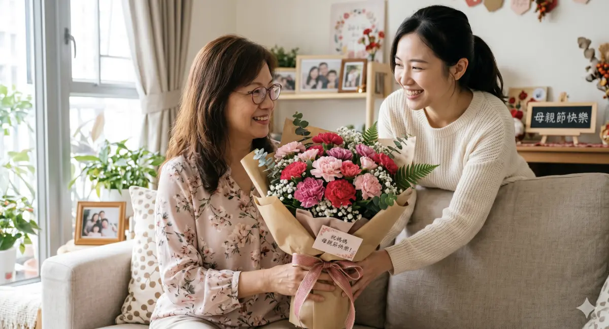 ▲母親節送禮最怕踩雷！根據《發票怪獸》2026年最新調查，「香皂花、假花、康乃馨」竟奪下最不想收到冠軍，不少子女自認貼心、實用甚至充滿創意的禮物，其實讓媽媽超崩潰。（圖／Gemini製圖、記者賴禹妡製）