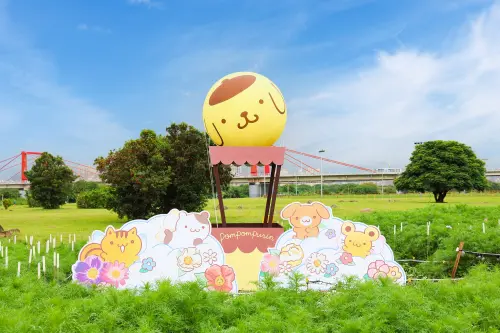 ▲「2026新北河濱蝶戀季」今（9）日在板橋蝴蝶公園正式登場，今年園區內將有多座大型布丁狗裝置。。（圖／新北市政府高灘地工程管理處提供）