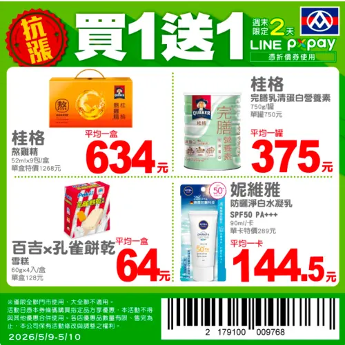 ▲全聯母親節優惠，週末推出4款商品買一送一優惠。（圖／翻攝自全聯APP）
