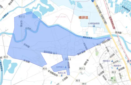 ▲高雄市岡山、橋頭5月11日停水影響範圍。（圖／台灣自來水公司）