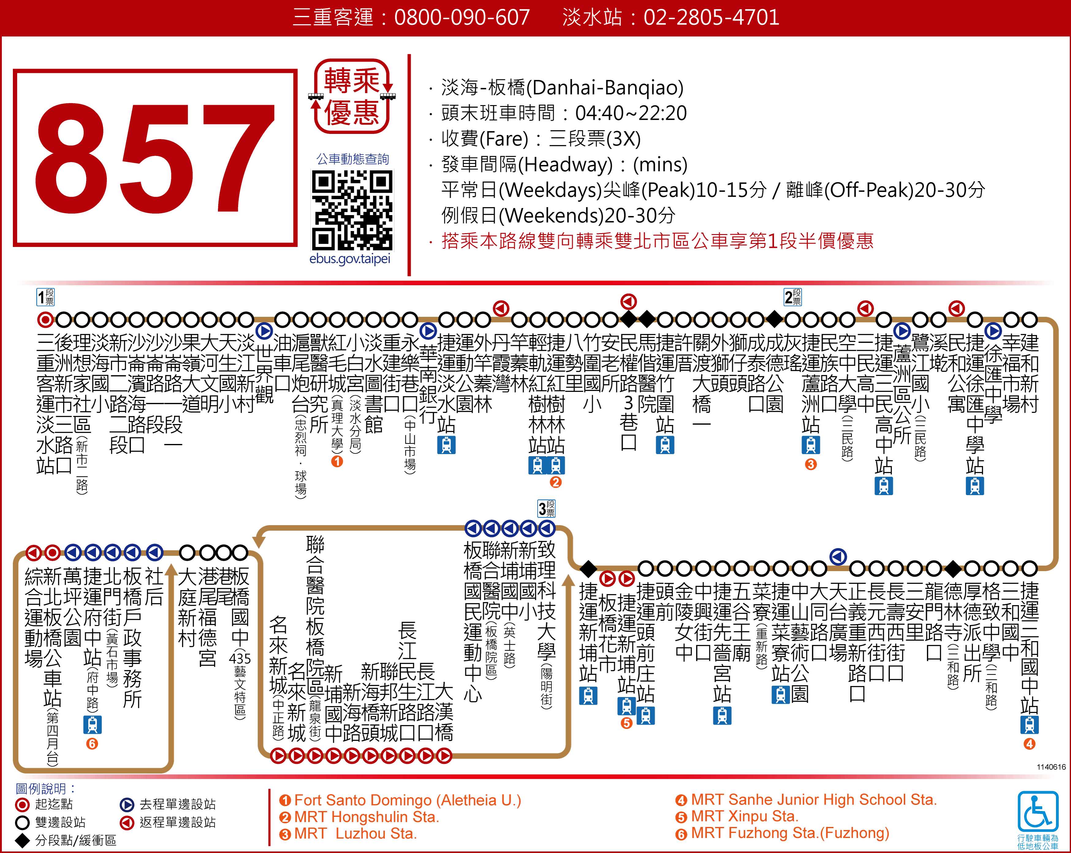 ▲857路線全程跑完預計需2小時，但每日班次依舊密集，平日尖峰時段約10至15分鐘就有一班。（圖／大台北公車官網）