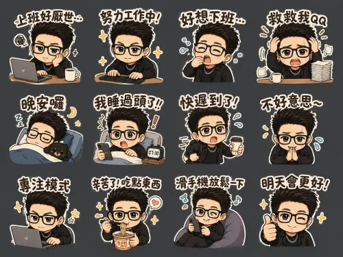 ▲《NOWNEWS》記者實測用自己的Q版畫像製作貼圖，成品相當滿意，不過記得不要貪心，做一次貼圖設計最多12張，否則細節會被吃掉哦！（圖/ChatGPT AI/記者張嘉哲監製）