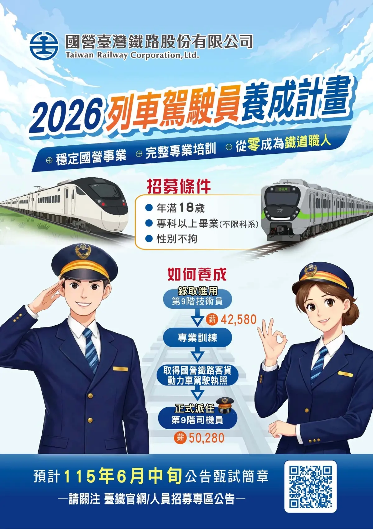 ▲台鐵公司預計下半年招募42名司機員。（圖／台鐵提供提供）