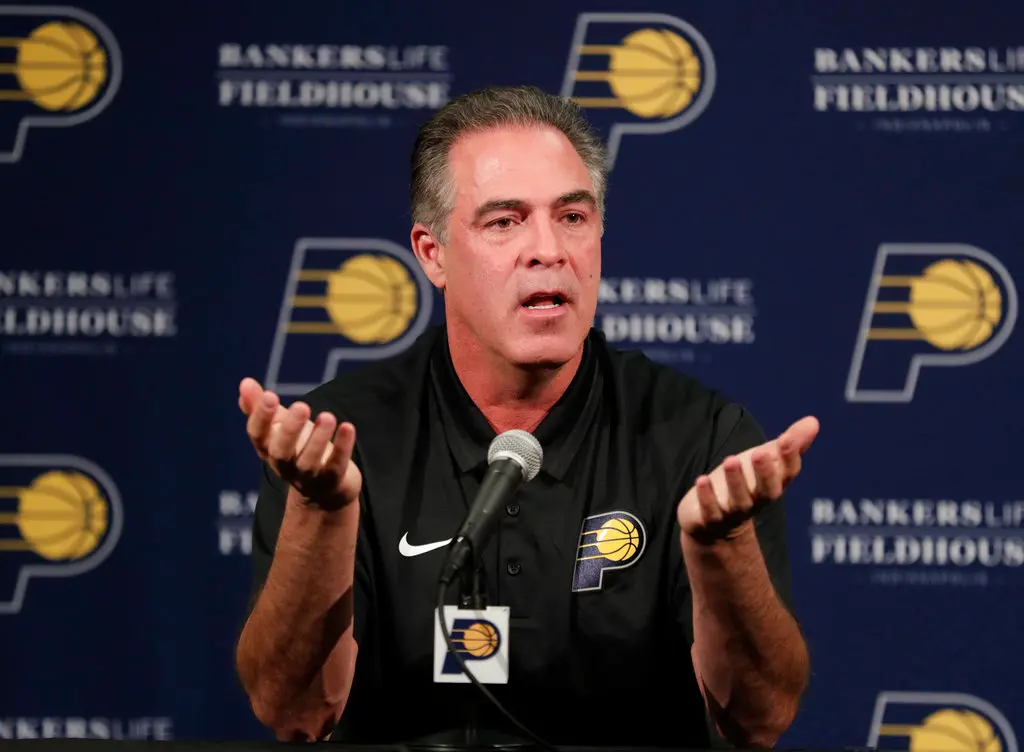 ▲溜馬成為今年NBA選秀會最大輸家，總管普利特查德（Kevin Pritchard）交易祖巴茨（Ivica Zubac）又拿到2026年前4順位的「完美計畫」直接泡湯，在社群悲痛道歉。（圖／美聯社／達志影像）