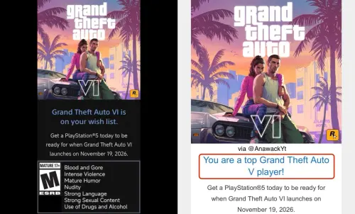 ▲近日 PlayStation 向 PS4 的《GTA》用戶發出建議升級 PS5 訊息，且收件族群疑似有特別挑選。（圖／取自X）