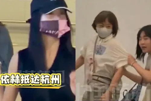 ▲蔡依林（左圖）和蔡媽媽（右圖左）13日中午左右搭機飛抵杭州蕭山國際機場，母女走VIP通道。（圖／翻攝自中國藍新聞微博）
