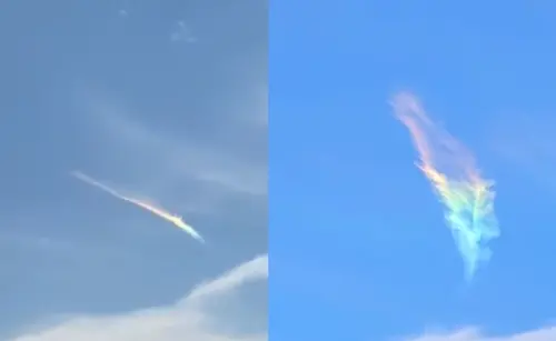 罕見奇景！江蘇天空出現「七彩羽毛祥雲」專家曝成因
