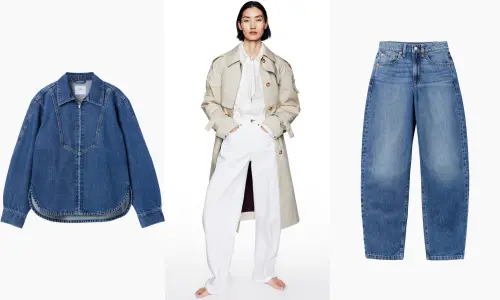 ▲Gap X Victoria Beckham水洗／白色「拉鍊牛仔襯衫」2699元、淺水洗／白色「剪裁牛仔褲」3299元。（圖／Gap提供）