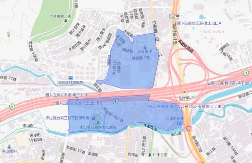 ▲水利局指出，這次停水範圍涵蓋五股區半山雅路、成泰路1段、明德路、水碓路、自強路及蓬萊路周邊巷弄，泰山區則包括半山雅路附近區域。（圖／台灣自來水公司）