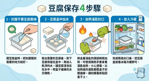 ▲豆腐保存4步驟。（圖／Gemini AI生成／NOWNEWS監製）