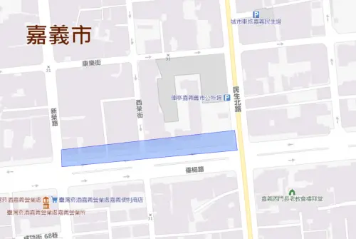 ▲嘉義市5月18日停水影響範圍。（圖／台灣自來水公司）